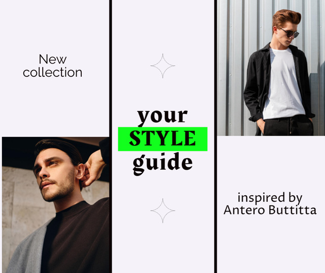 Fashion Ad with Stylish Man in City Facebook Design Template