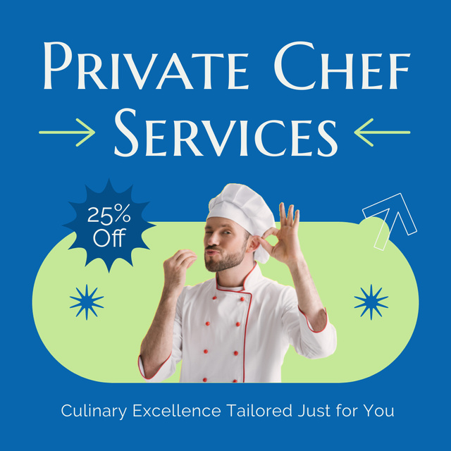 Private Chef Services Ad with Offer of Discount Instagram AD Tasarım Şablonu