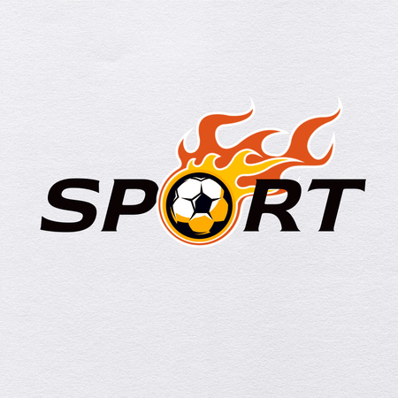 Emblem of Soccer Club with Fireball Logo Design Template