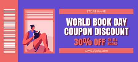 World Book Day Discount Coupon 3.75x8.25in Design Template