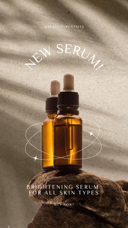 Designvorlage Serum New Arrival Announcement with Bottles on Stones für Instagram Story