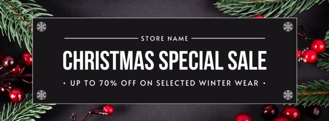 Christmas Sale of Winter Wear Elegant Black Facebook cover – шаблон для дизайна
