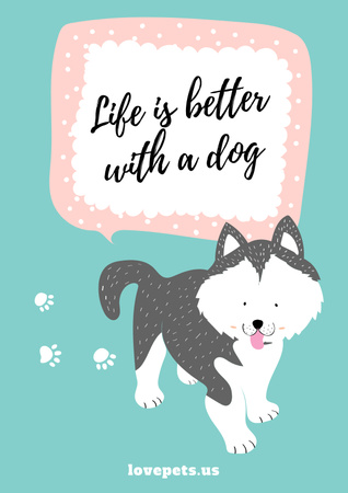Modèle de visuel adoption d'animaux de compagnie avec illustration chien mignon - Poster