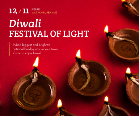 Happy Diwali celebration lamps Facebook Design Template