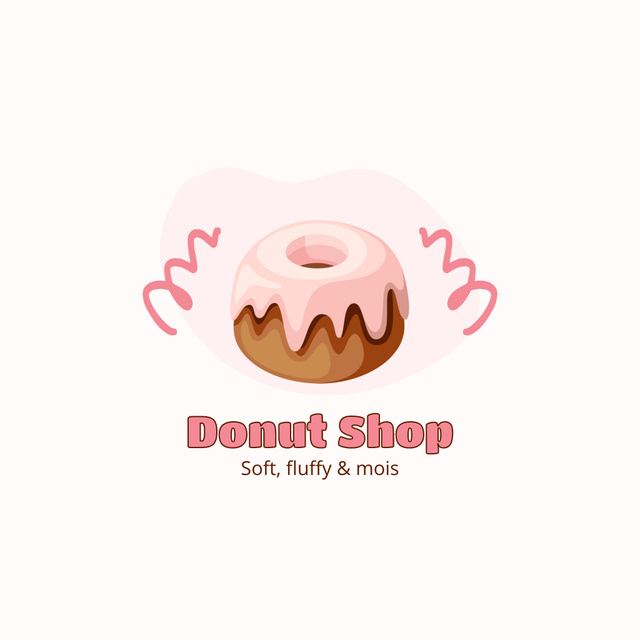Doughnut Shop Ad with Cute Creamy Treat Animated Logoデザインテンプレート