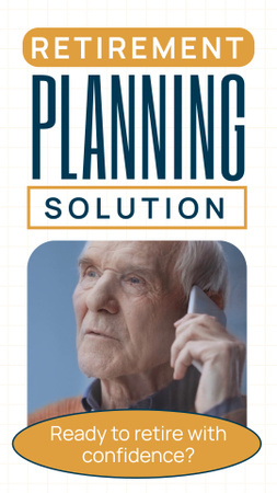 Plantilla de diseño de Oferta de planificación de la jubilación con un anciano hablando por teléfono Instagram Video Story 