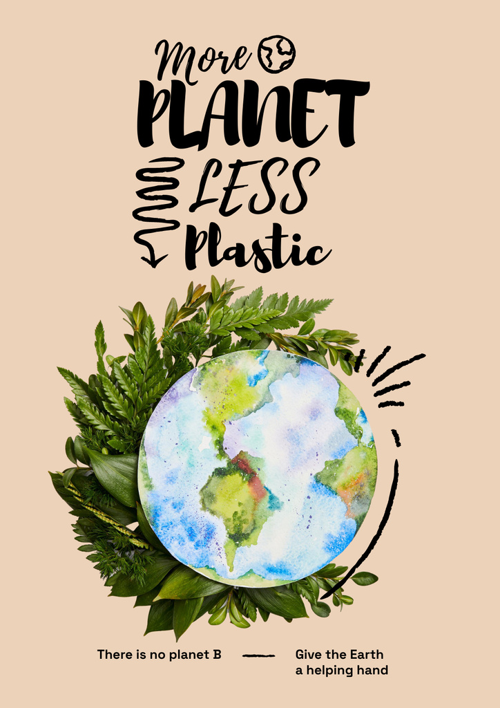 Eco Concept with Earth in Plastic Bag Poster Design Template