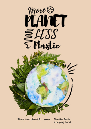 Plastik Torbada Dünya ile Eko Konsepti Poster Tasarım Şablonu