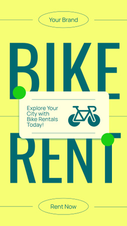 Ontwerpsjabloon van Instagram Story van Bike on Rent-servicesaanbieding op Geel