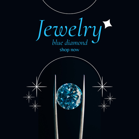 Jewelry Collection with Blue Diamond Instagram Design Template