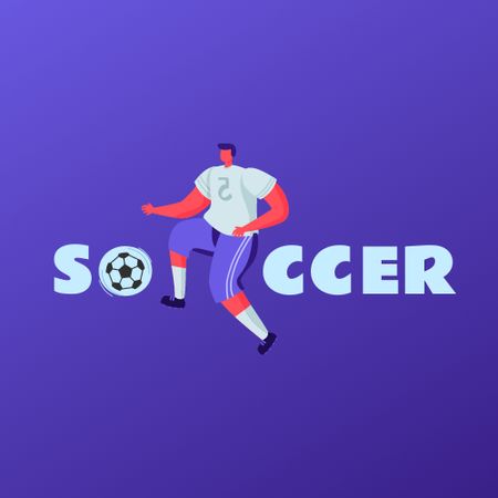Soccer Club Emblem with Player Logo Design Template