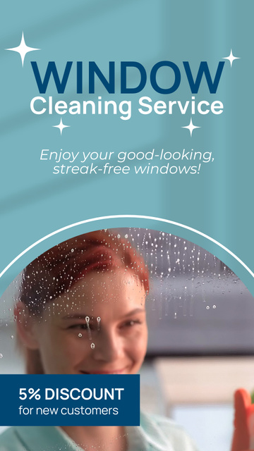Thorough Window Cleaning Service With Discount Offer Instagram Video Story Πρότυπο σχεδίασης