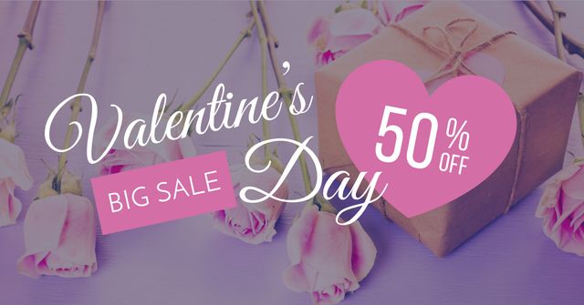 Designvorlage Valentine's Day Gifts with pink roses für Facebook AD