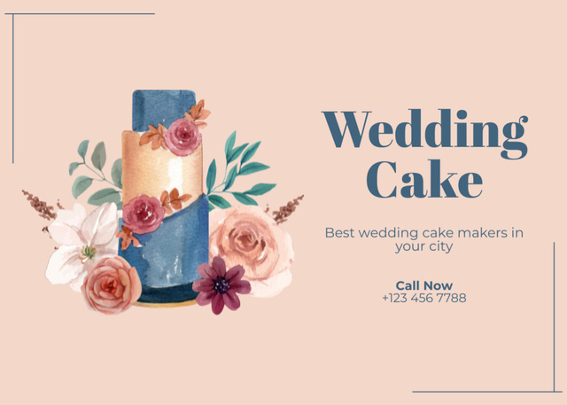 Designvorlage Pastry Shop Offer with Wedding Cake für Postcard 5x7in