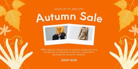 Trendy Apparel With Clearance And Discounts Offer In Orange Twitter Design Template