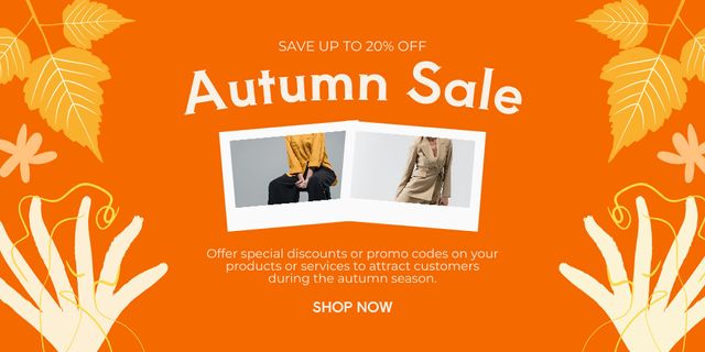 Template di design Trendy Apparel With Clearance And Discounts Offer In Orange Twitter