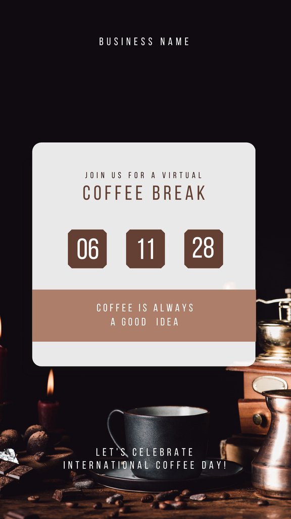 International World Coffee Day With Cup And Beans Instagram Story Šablona návrhu