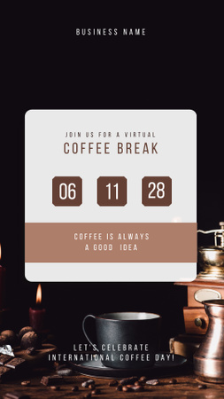 International World Coffee Day With Cup And Beans Instagram Story Design Template
