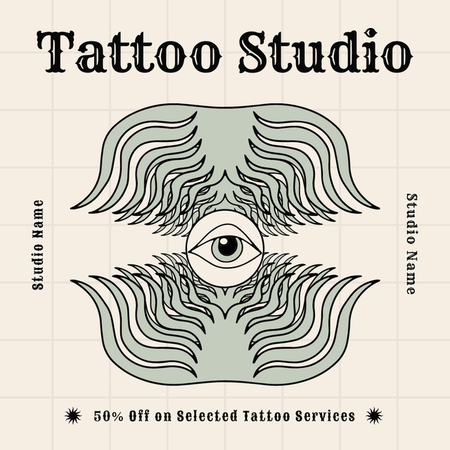 Artistic Tattoo Studio With Discount For Services Instagram Design Template