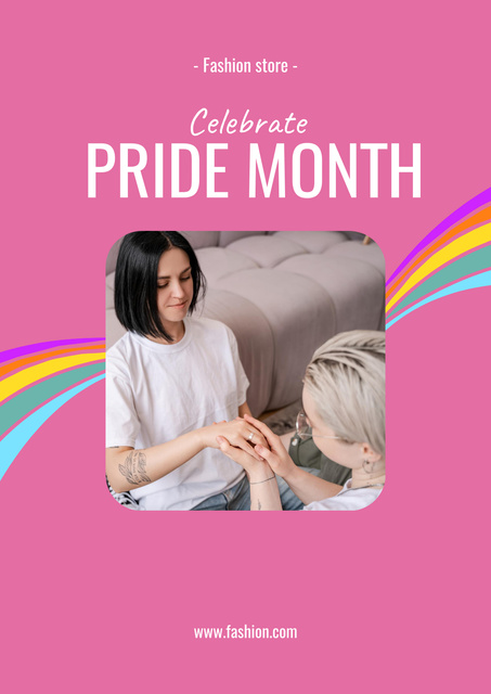 LGBT Shop Ad with Cute Lesbian Couple Poster Πρότυπο σχεδίασης