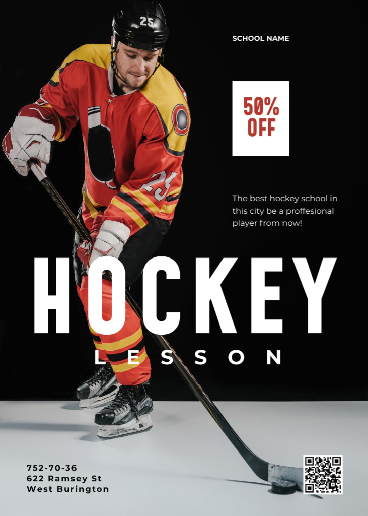 Ice Hockey Lessons Ad Flayer Design Template