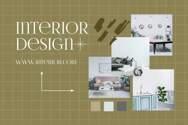 Interior Design on Olive Green Mood Board – шаблон для дизайна