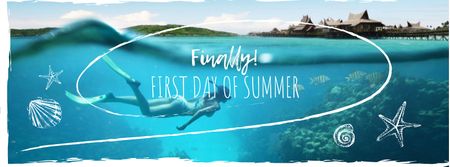 Designvorlage First day of summer with diving Girl für Facebook cover