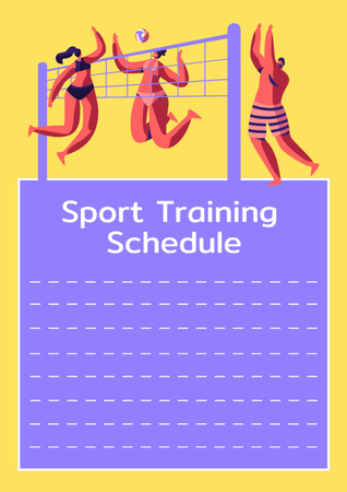 Plantilla de diseño de Planificador deportivo con gente jugando voleibol Schedule Planner 