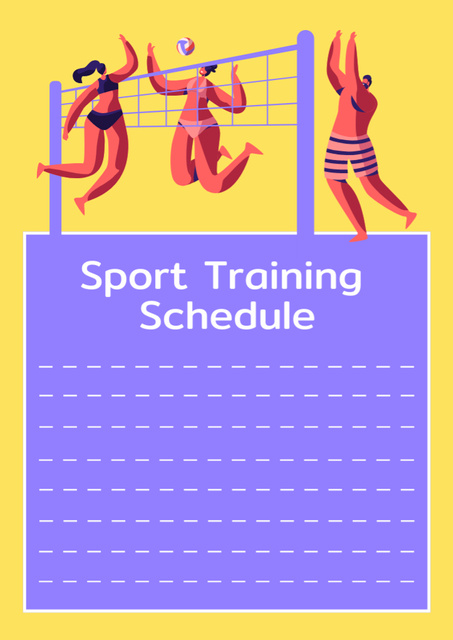 Sport Planner with People Playing Volleyball Schedule Planner Design Template
