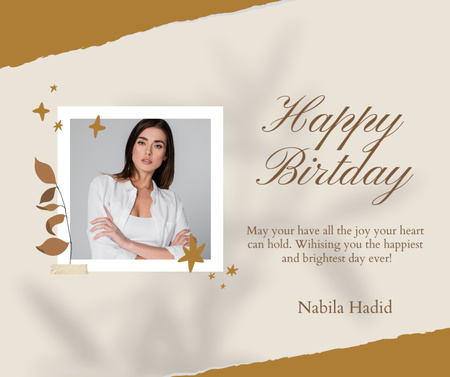 Birthday Greeting with Beautiful Woman Facebook Design Template