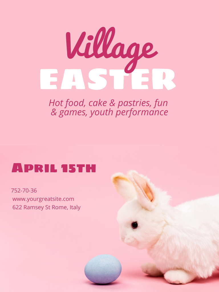 Village Easter Holiday Celebration Ad Poster 36x48in Design Template
