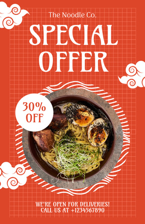 Special Offer for Chinese Noodles with Egg Recipe Card Design Template