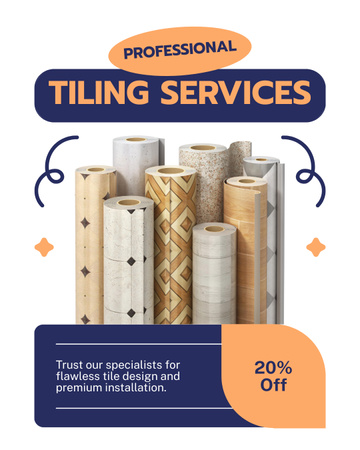 Professional Tiling Service With Linoleum At Lowered Price Instagram Post Vertical Design Template