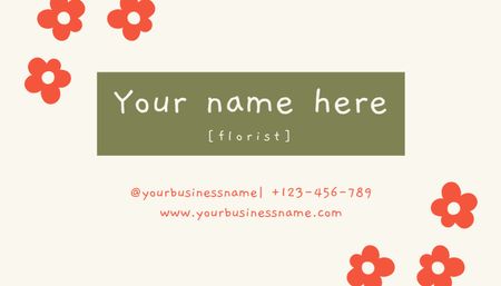 Ontwerpsjabloon van Business Card US van Advertentie voor bloemistservices met rode bloemen