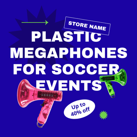 Megaphones for Soccer Events Instagram Design Template