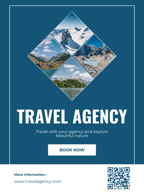 Beautiful Landscapes To Travel on Blue Poster US Design Template