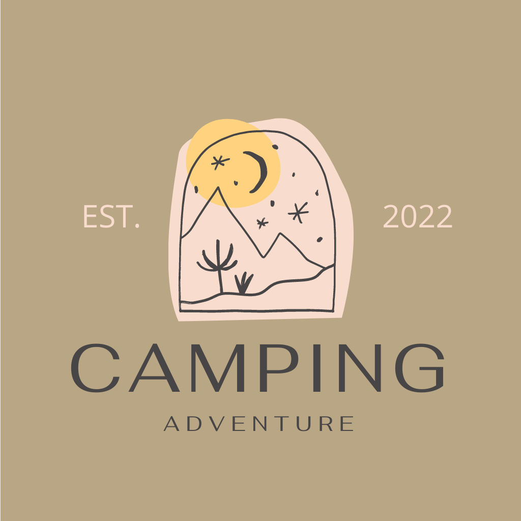 Travel Tour Offer with Camping Adventure Logo Πρότυπο σχεδίασης