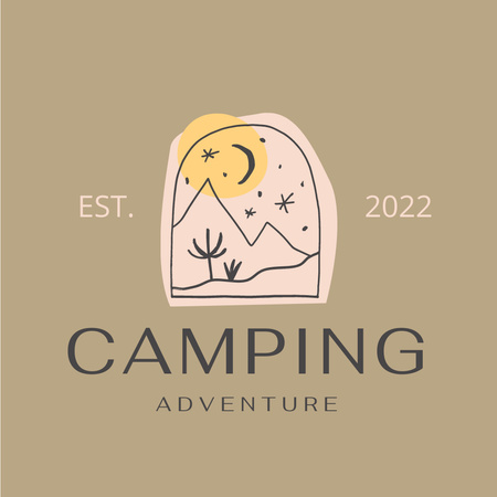 Travel Tour Offer with Camping Adventure Logo Šablona návrhu
