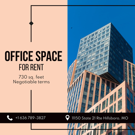 Glass Facade Office Space For Rent Offer Animated Post Design Template