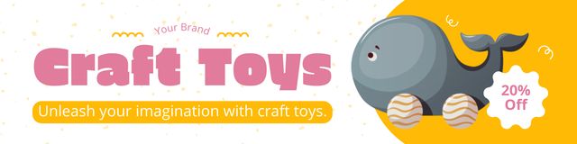 Designvorlage Discount on Craft Toys with Cute Whale für Twitter