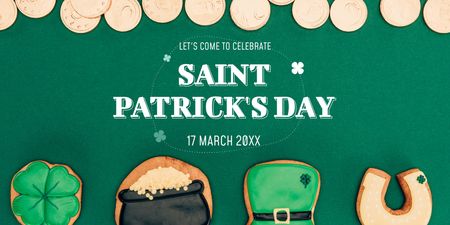 Festive St. Patrick's Day Greeting on Green Twitter Design Template