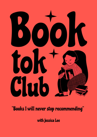 Cartoon Illustrated Book Club Invitation Flayer Design Template