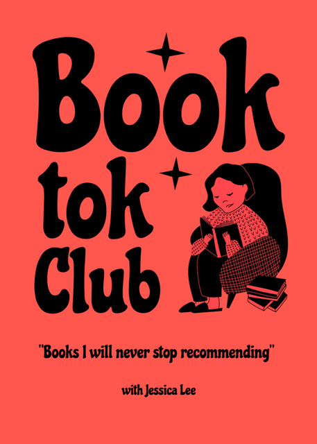Cartoon Illustrated Book Club Invitation Flayer Tasarım Şablonu