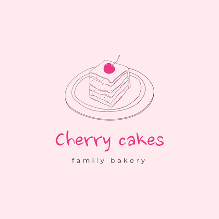 Contemporary Minimal Cake Image on Pink Logo Design Template