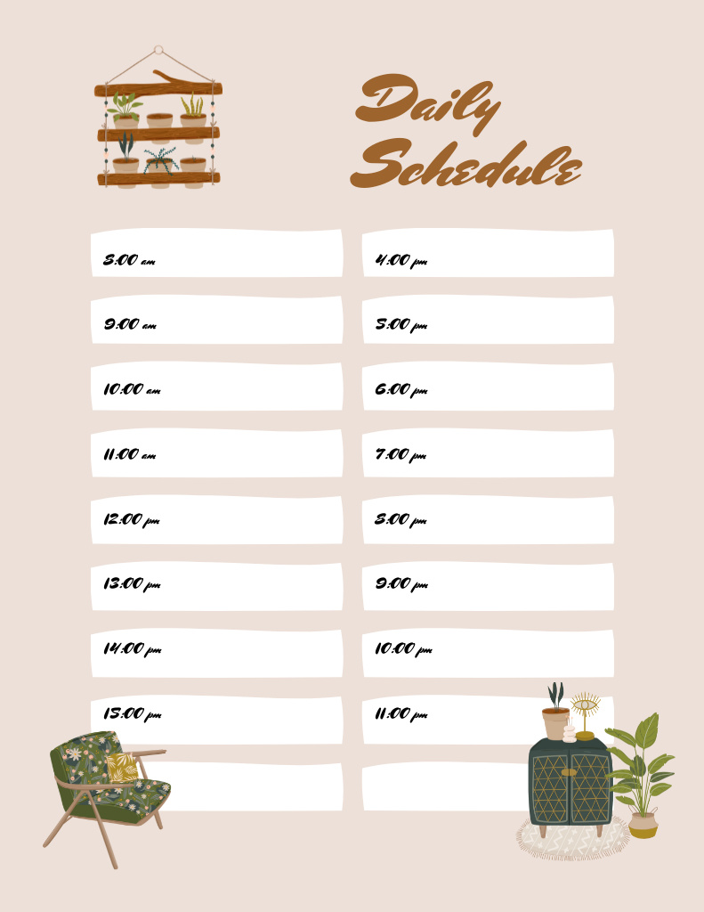 Platilla de diseño Daily Schedule with Cozy Home Interior Notepad 8.5x11in