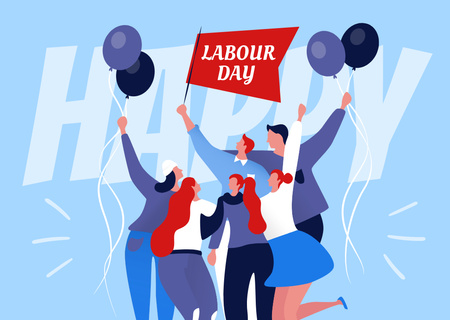 Labor Day Celebration Announcement Postcard Design Template
