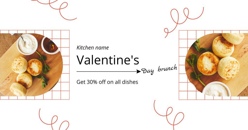 Valentine's Day Brunch Discount Facebook ADデザインテンプレート