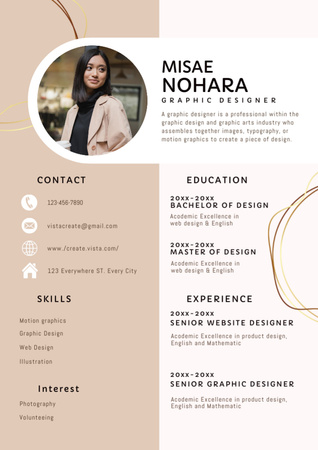 Ontwerpsjabloon van Resume van Senior grafische ontwerper met diploma
