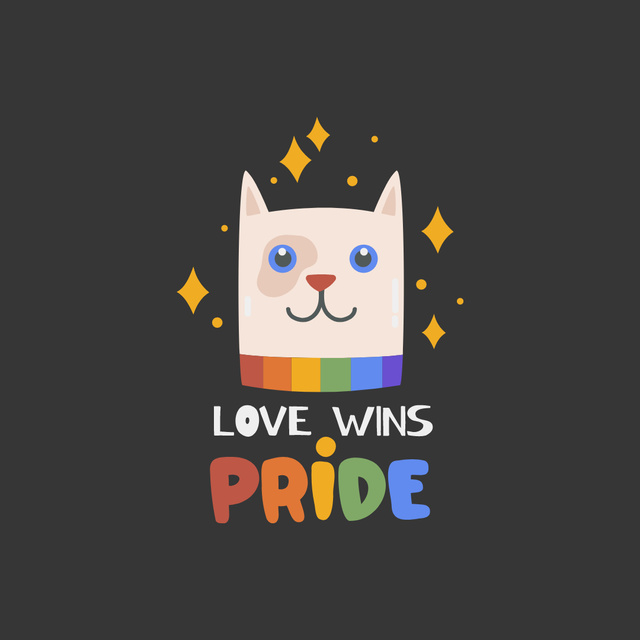Pride Inspiration with Cute Cat Instagram Design Template