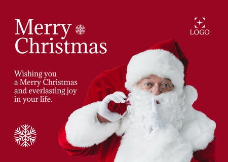 Ontwerpsjabloon van Postcard van Christmas Wishes with Santa in Glasses